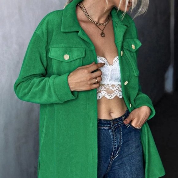green button coat casual boho fall winter - Picture 2 of 6